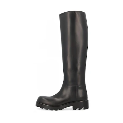 (W) Bottega Veneta Calfskin High-Top Sneakers 'Black Essentials'