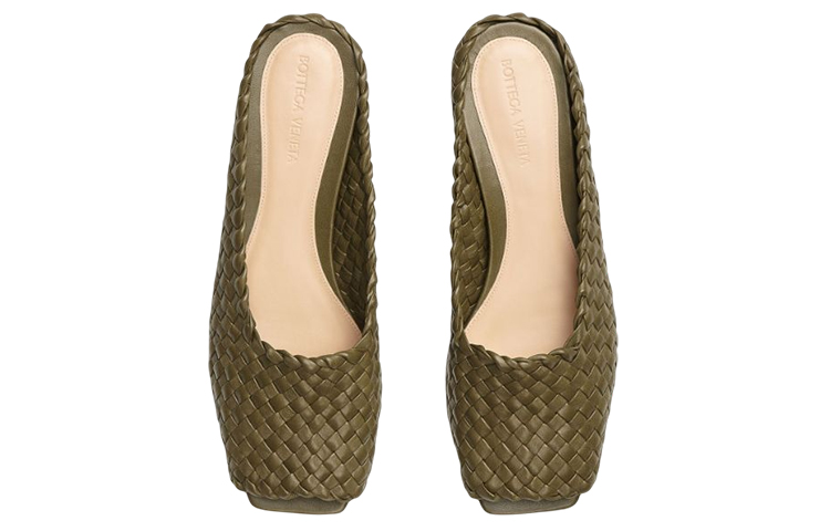 Order (W) Bottega Veneta Canalazzo ''Groene Platte Vierkante Neus Fashion Sandalen'' 729686V2P503684