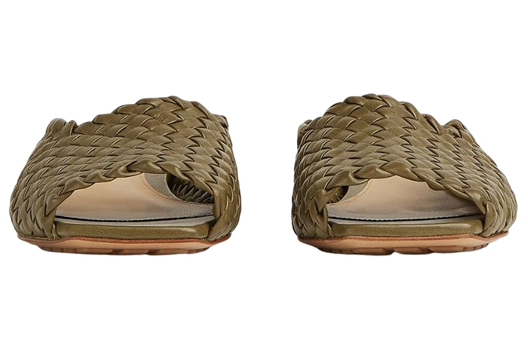 Lookbook (W) Bottega Veneta Canalazzo ''Groene Platte Vierkante Neus Fashion Sandalen'' 729686V2P503684