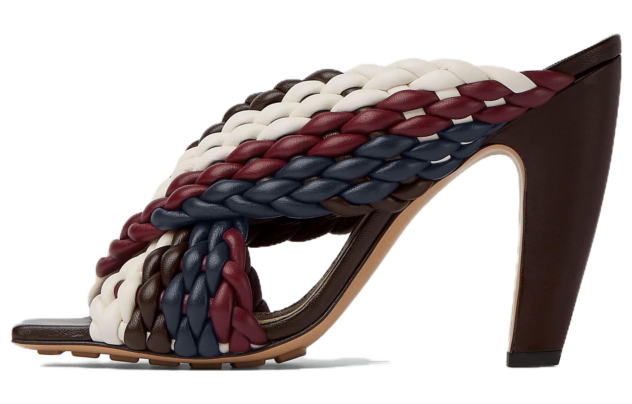 (Women) Bottega Veneta Canalazzo 'Red Blue White Woven High-Heel Mules' 729712VBSDD4377