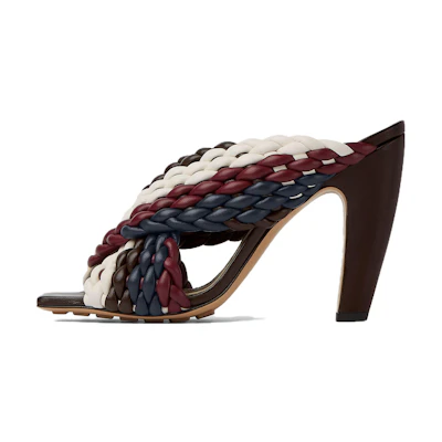 (W) Bottega Veneta Canalazzo 'Red Blue White Woven High-Heel Mules'