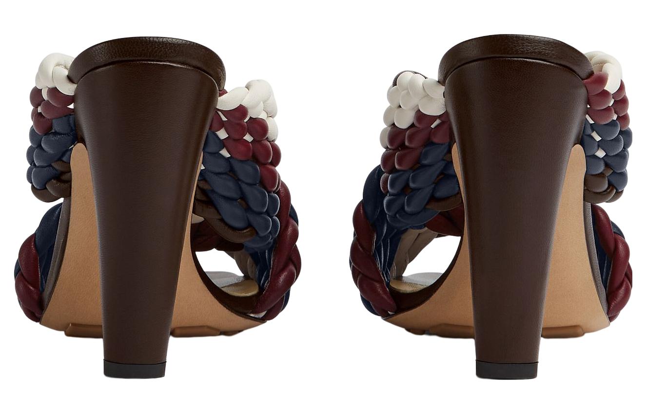 (W) Bottega Veneta Canalazzo 'Red Blue White Woven High-Heel Mules' 圖 4