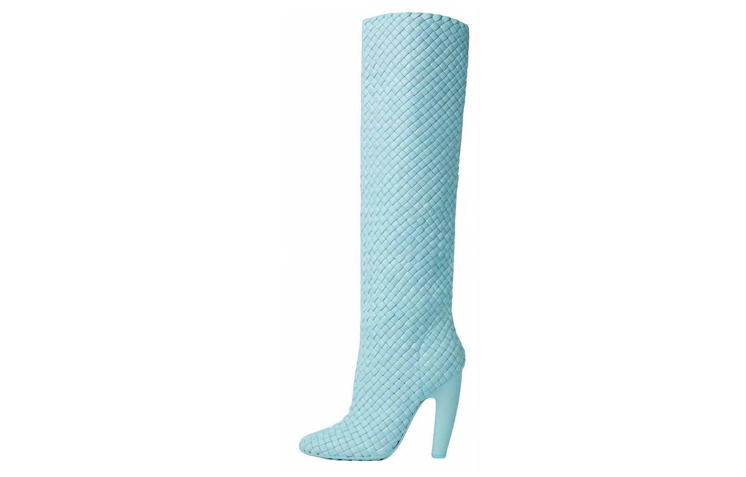 (W) Bottega Veneta Canalazzo High-Top Boot 'Light Blue Woven'