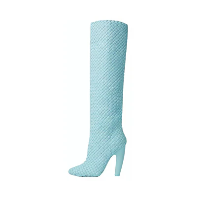 (W) Bottega Veneta Canalazzo High-Top Boot 'Light Blue Woven'