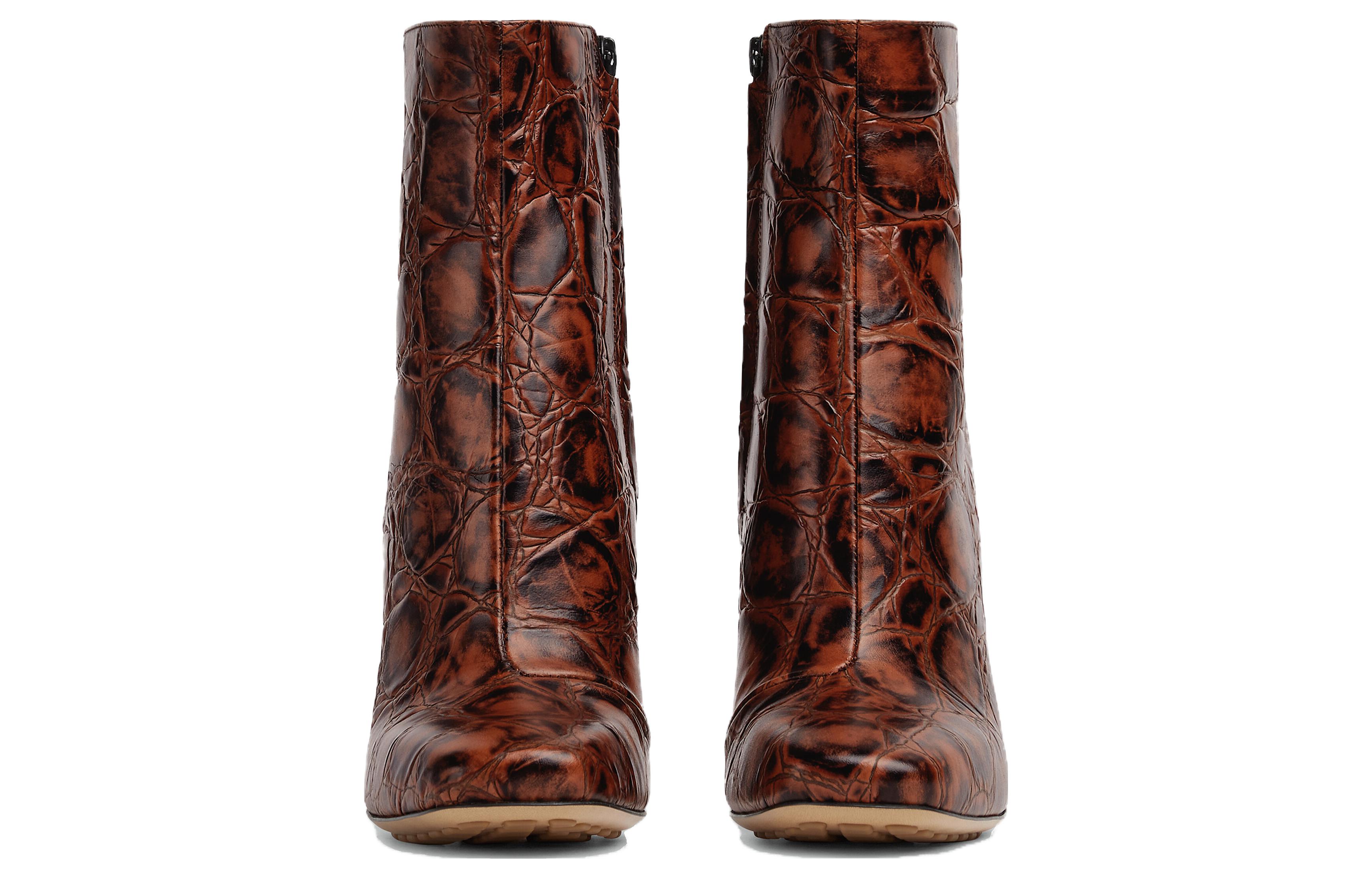 (W) Bottega Veneta Canalazzo High Heel Ankle Boot 'Brown Leather Zip CMFT' 圖 2