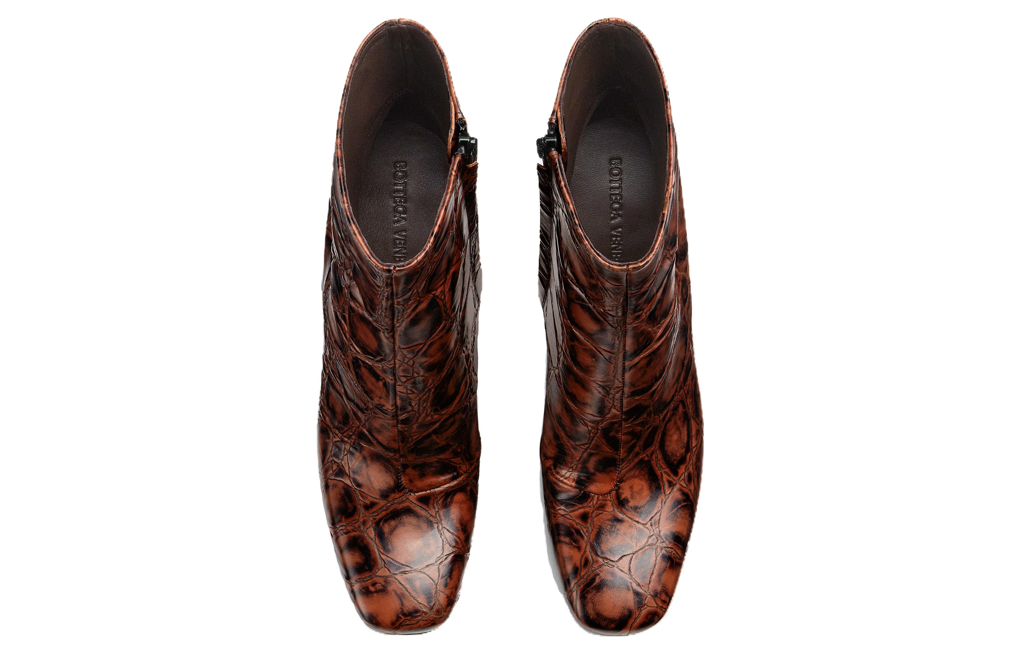 (W) Bottega Veneta Canalazzo High Heel Ankle Boot 'Brown Leather Zip CMFT' 圖 3