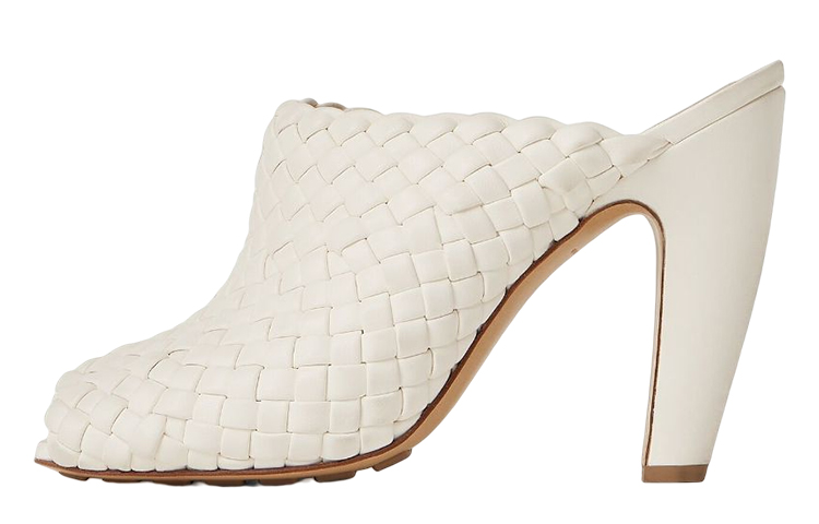 (W) Bottega Veneta Canarazzo 'White Square Toe Chunky Heel'