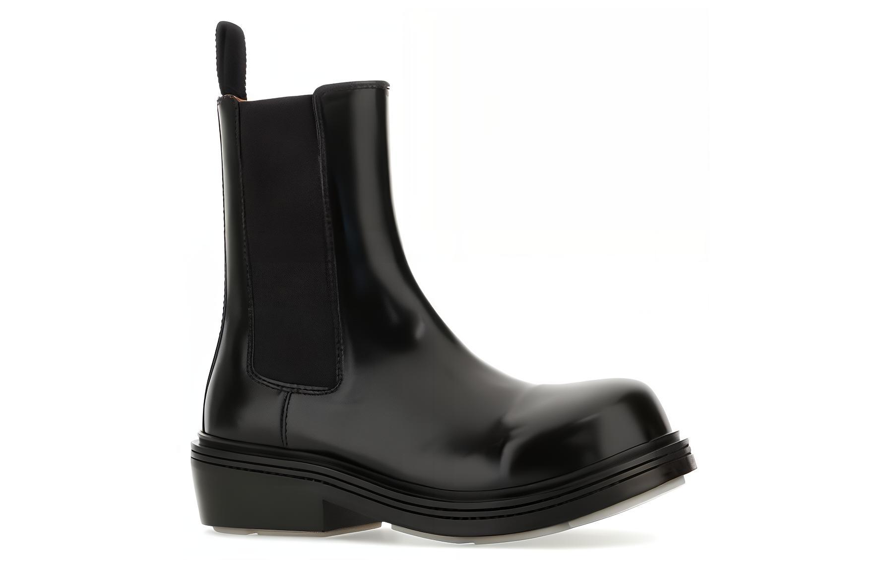 Lookbook (W) 葆蝶家黑色皮革切尔西靴 754259V20V01000