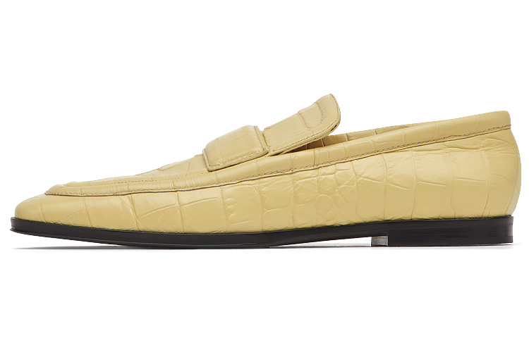 (W) Bottega Veneta Croc-Effect Leather Loafer Yellow