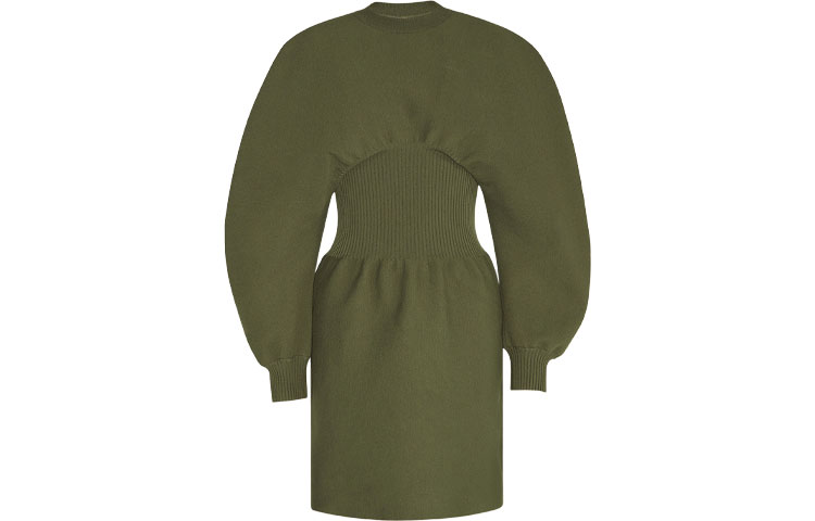 (Women) Bottega Veneta Crocodile Green Puff Sleeve Maxi Dress for Women SS21 Collection 650768V0CX03261