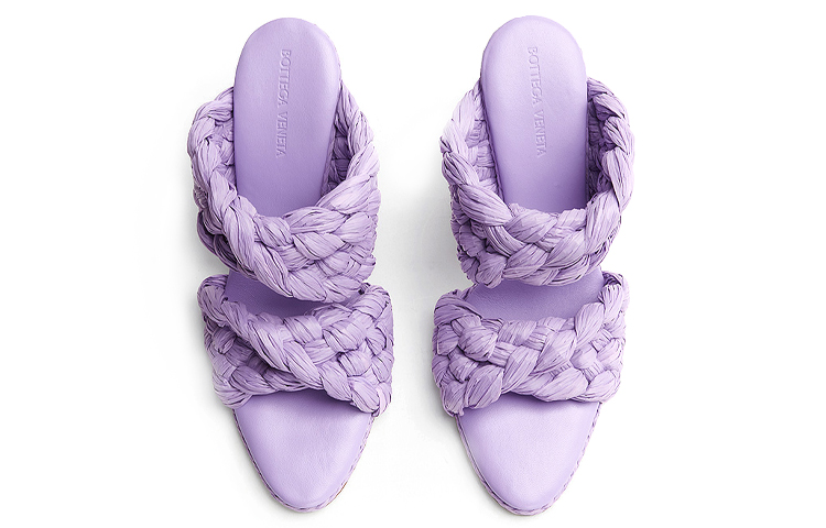 Lookbook Bottega Veneta 葆蝶家 Curve 編織稻草高跟鞋 女式 紫色