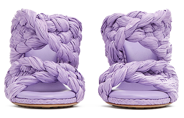 Shop Bottega Veneta 葆蝶家 Curve 編織稻草高跟鞋 女式 紫色