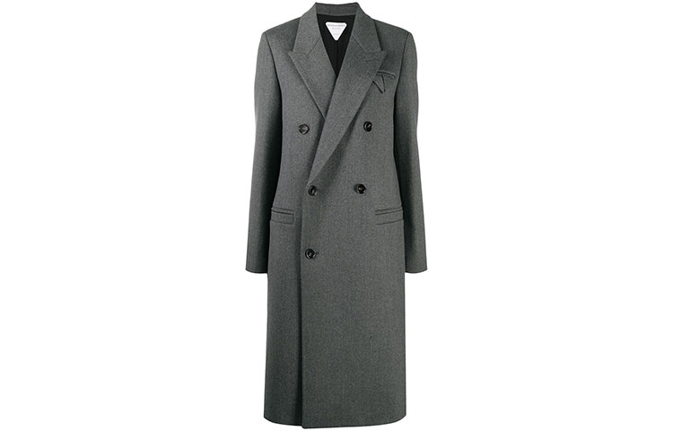 (Women) Bottega Veneta Double-Breasted Grey Coat FW21 Collection 628724VKUU08519