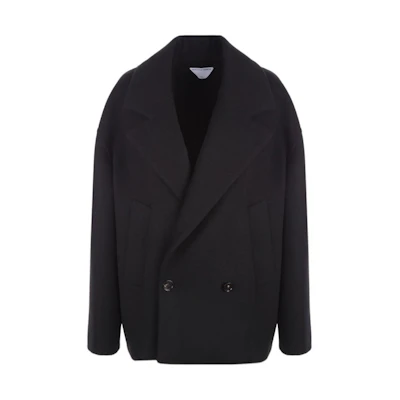 (Women) Bottega Veneta Double-Breasted V-Neck Jacket Black FW22 708015VF3W01000