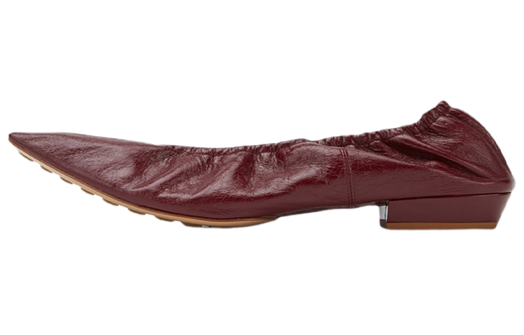 (W) Bottega Veneta Embossed Leather Flats 'Red Brown'