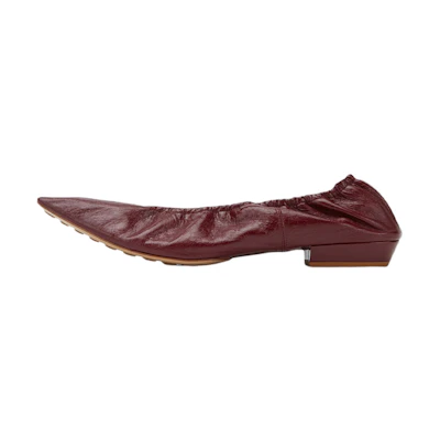 (W) Bottega Veneta Embossed Leather Flats 'Red Brown'