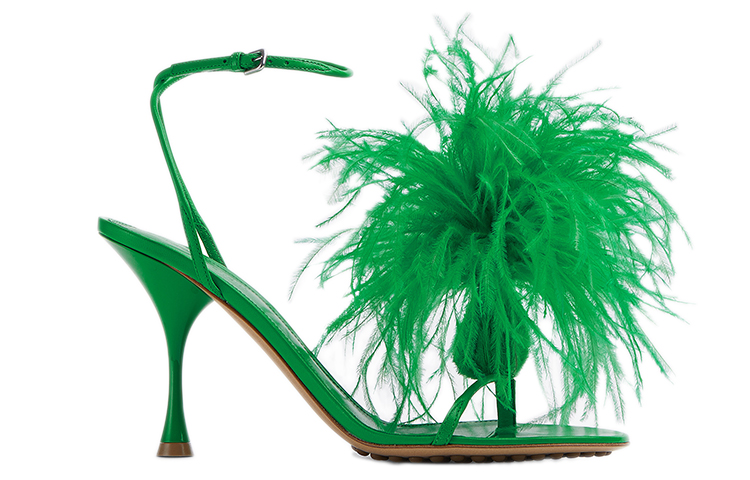 (W) Bottega Veneta Wonderbird Nappa Feather Dot Sandals 'Green' 圖 2