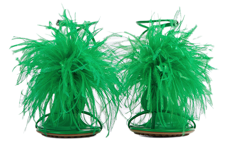 (W) Bottega Veneta Wonderbird Nappa Feather Dot Sandals 'Green' 圖 3