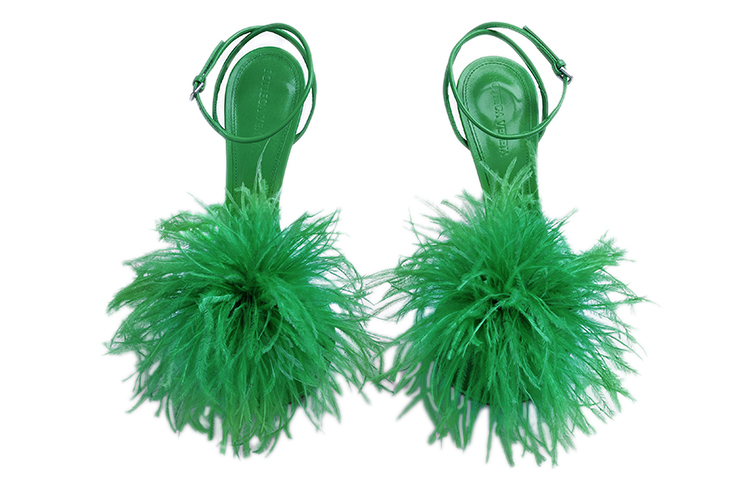 (W) Bottega Veneta Wonderbird Nappa Feather Dot Sandals 'Green' 圖 4