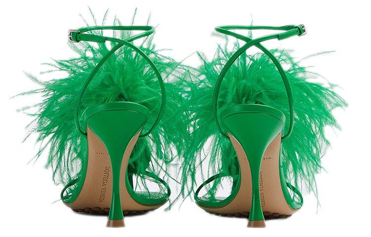 (W) Bottega Veneta Wonderbird Nappa Feather Dot Sandals 'Green' 圖 5
