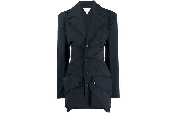 (Women) Bottega Veneta Fitted Single-Breasted Logo Blazer Jacket Black 618650VA5S01000