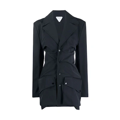 (Women) Bottega Veneta Fitted Single-Breasted Logo Blazer Jacket Black 618650VA5S01000