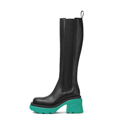 (W) Bottega Veneta Flash Knee High Boot 'Black Neptune'