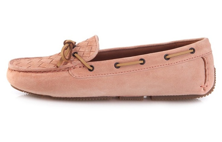 (Women) Bottega Veneta Flat Calfskin Intrecciato Lace-Up 'Nude' 283058VFCA16813