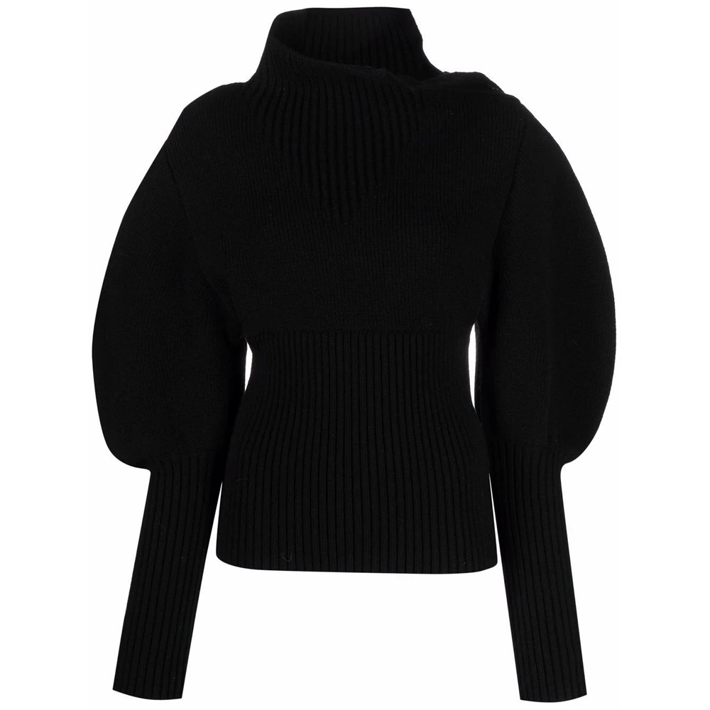 (Women) Bottega Veneta FW21 Black Solid Slim Fit Turtleneck Sweater Long Sleeve 679758V1F501000