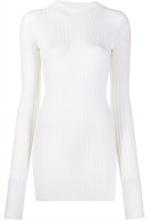 (Women) Bottega Veneta FW21 White Ribbed Long Sleeve Knit Sweater 631301VKWG09068 (Women) Bottega Veneta FW21 White Ribbed Long Sleeve Knit Sweater 631301VKWG09068