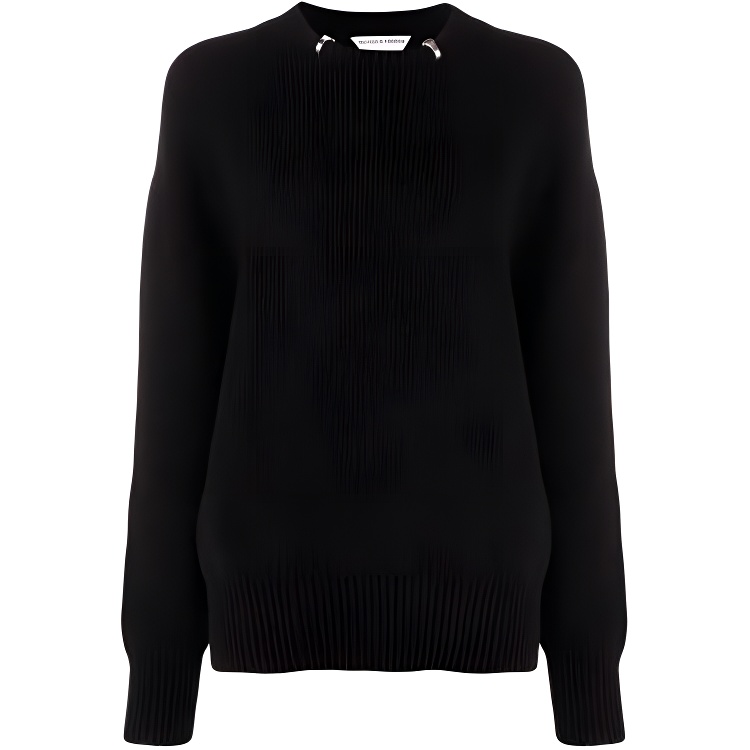 (Women) Bottega Veneta FW21 Wool Pullover Sweater with Ring Detail in Black. 665073V0Z401000