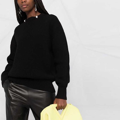 (W) Bottega Veneta FW21 黑色羊毛套頭毛衣配戒環設計. 665073V0Z401000 Details for (W) Bottega Veneta FW21 黑色羊毛套頭毛衣配戒環設計. 665073V0Z401000