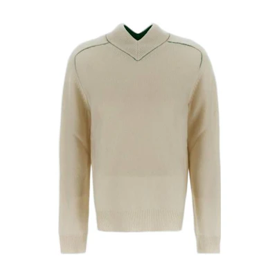 (Women) Bottega Veneta FW22 White Heart-Neck Pullover Wool Cashmere Sweater 700137V07J09000