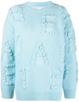 (Women) Bottega Veneta FW22 Blue 3D Letter Wool Cashmere Crewneck Sweater 707883V26T08955 (Women) Bottega Veneta FW22 Blue 3D Letter Wool Cashmere Crewneck Sweater 707883V26T08955