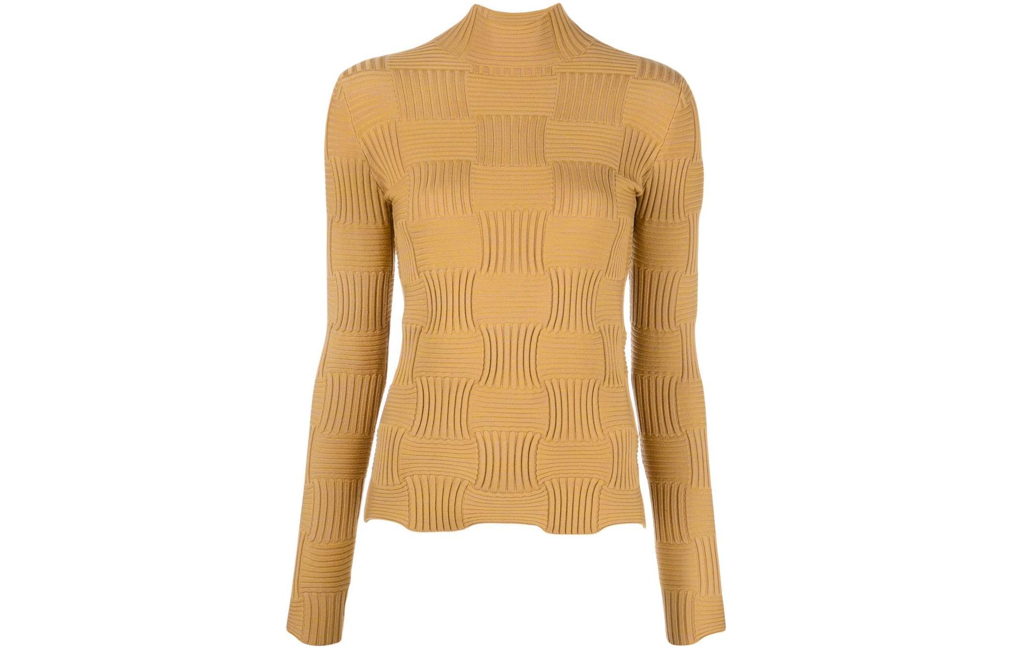 (Women) Bottega Veneta FW22 Brown Turtleneck Wool Sweater 705135V28V02270
