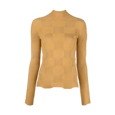 (Women) Bottega Veneta FW22 Brown Turtleneck Wool Sweater 705135V28V02270