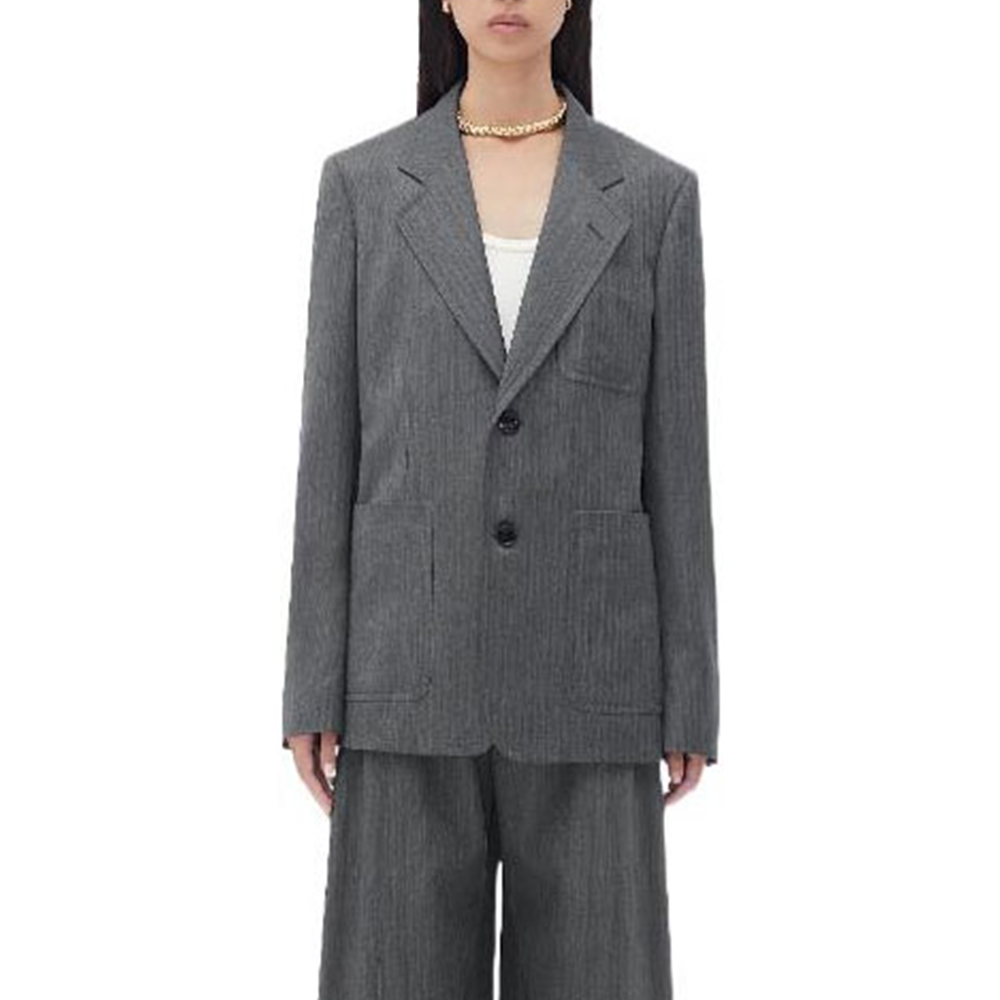 (Women) Bottega Veneta FW22 Grey Single-Breasted Suit Jacket 724202V2KF01264
