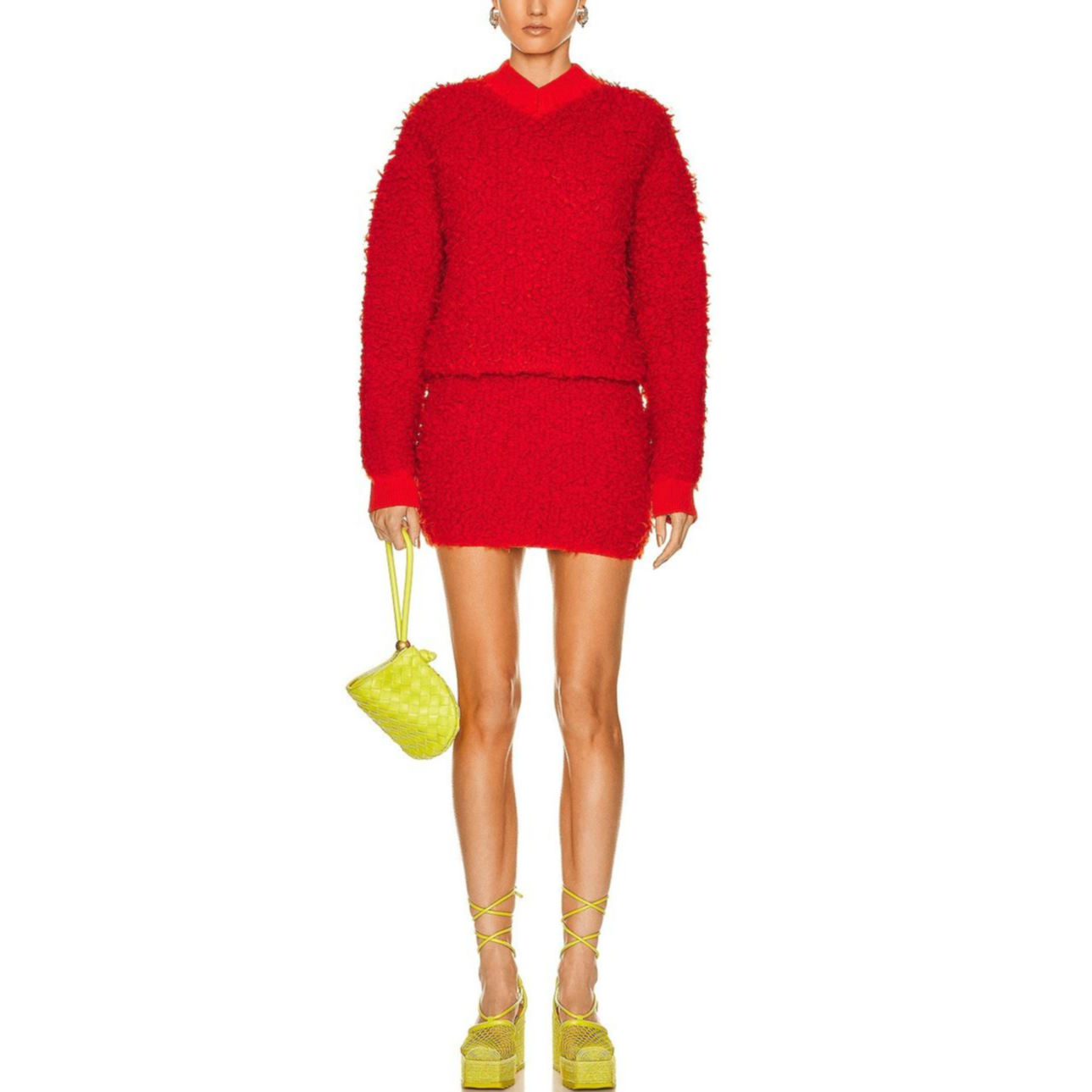 (Women) Bottega Veneta FW22 Orange Red Crewneck Wool Sweater 699885V24U06022