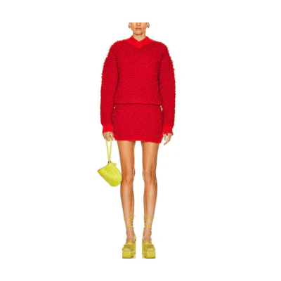 (Women) Bottega Veneta FW22 Orange Red Crewneck Wool Sweater 699885V24U06022