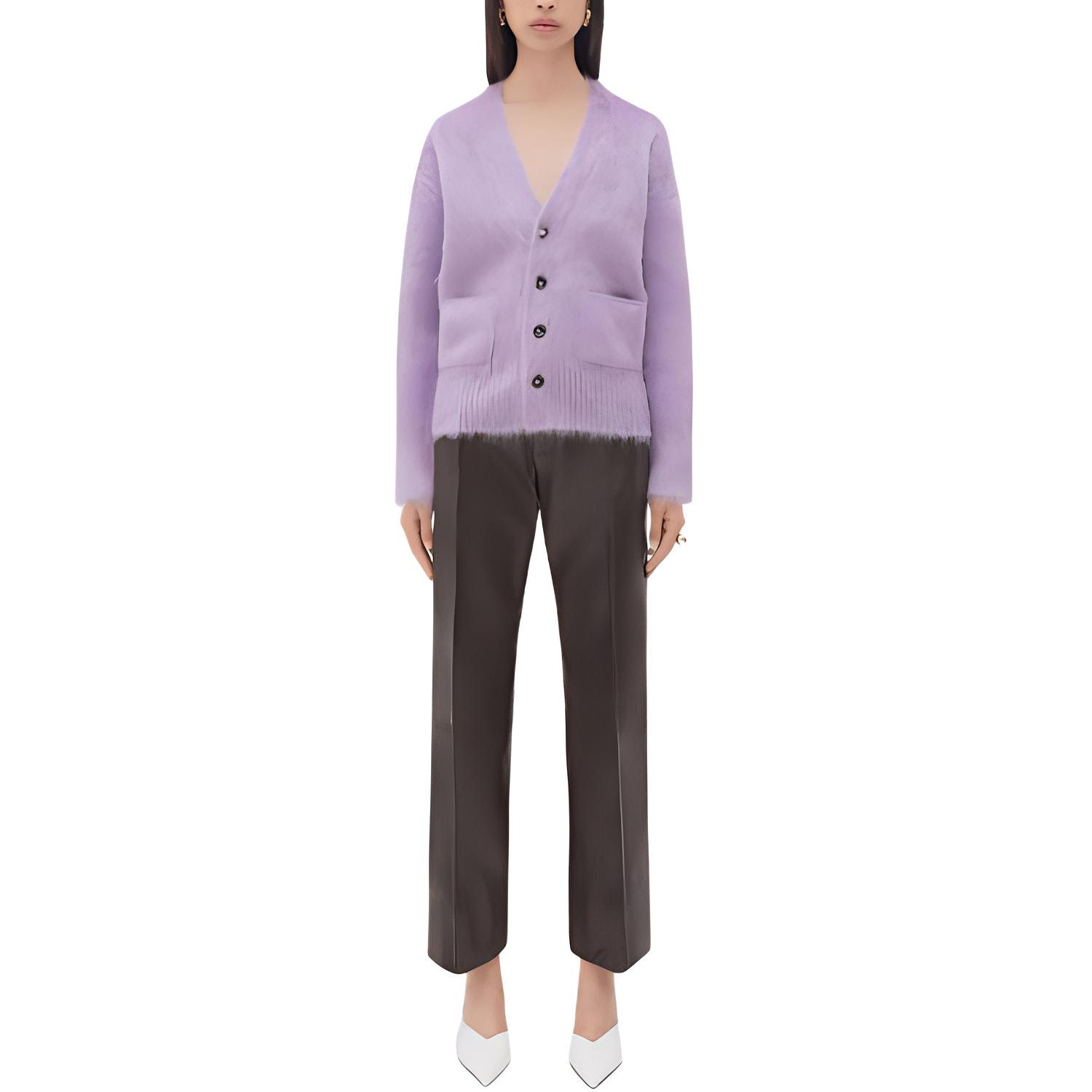(Women) Bottega Veneta FW22 Purple V-Neck Knit Cardigan 716871V2D205117