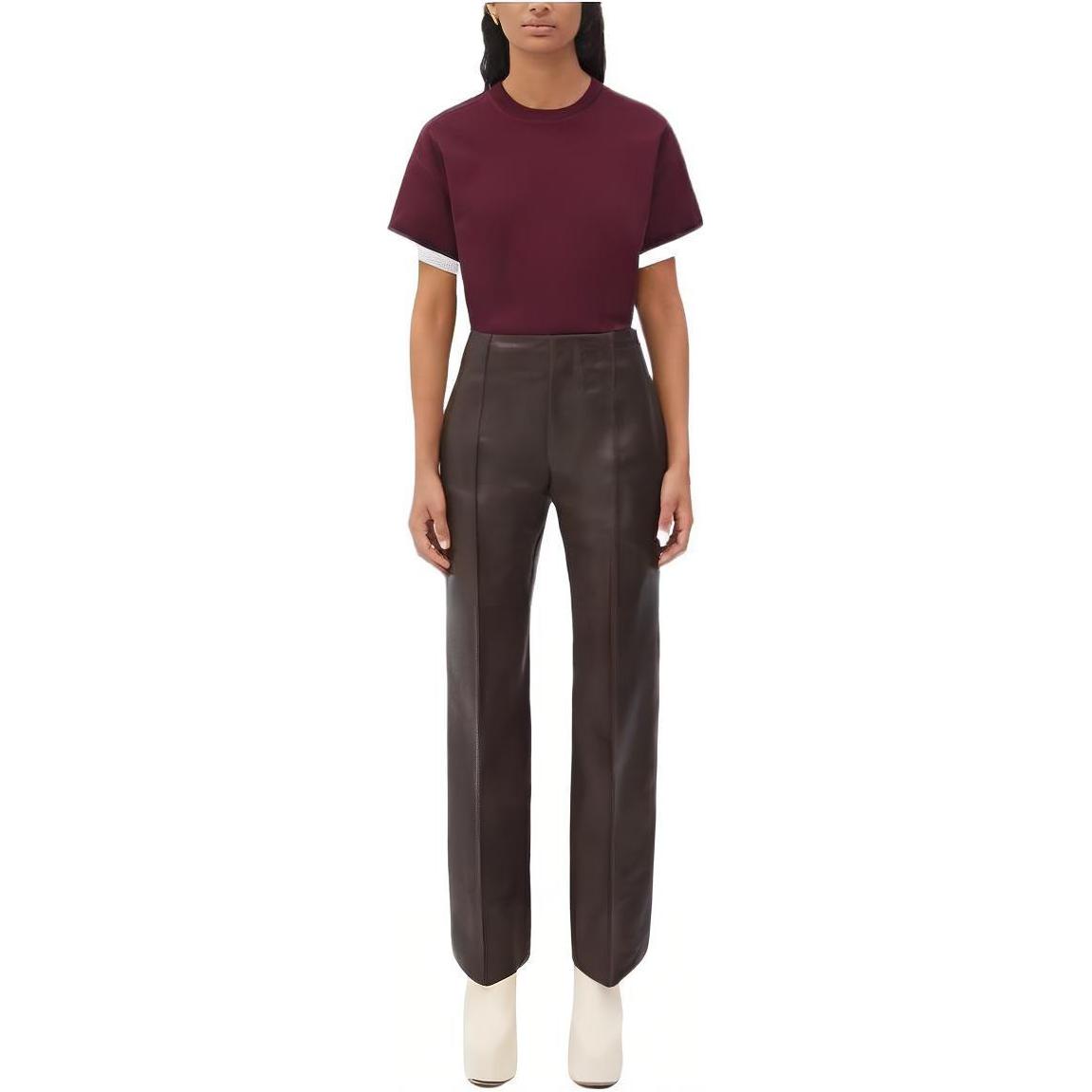 (Women) Bottega Veneta FW22 Red Colorblock Cuff Crewneck T-shirt 702429V16E06072