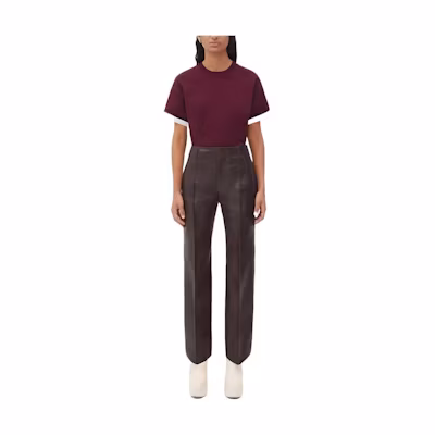 (Women) Bottega Veneta FW22 Red Colorblock Cuff Crewneck T-shirt 702429V16E06072