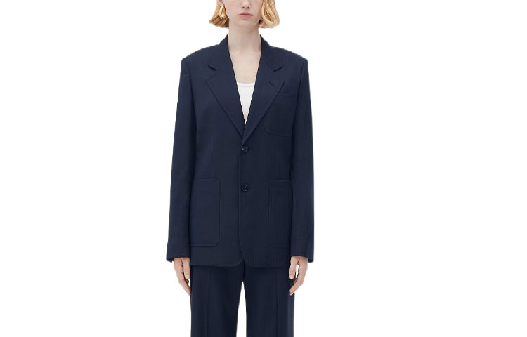 (Women) Bottega Veneta FW22 Single-Breasted Blazer Blue 724202V2KF01012