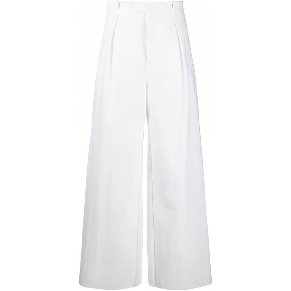 (Women) Bottega Veneta High-Waisted Wide-Leg Casual Pants White. 600982VKJ609122