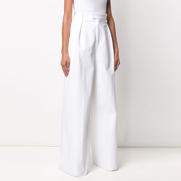 Shop (W) ボッテガヴェネタ ハイウエスト ワイドレッグ カジュアルパンツ ホワイト 600982VKJ609122