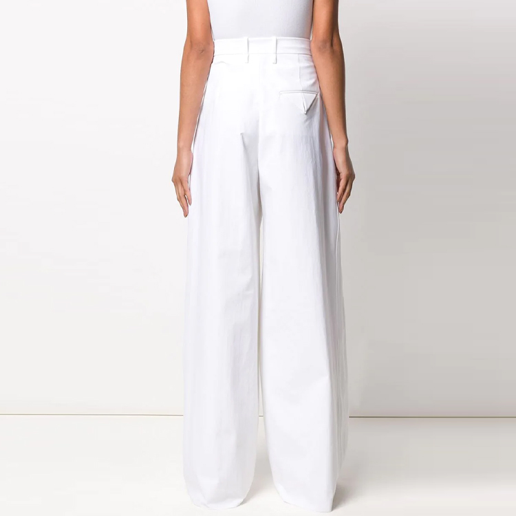 Purchase (W) ボッテガヴェネタ ハイウエスト ワイドレッグ カジュアルパンツ ホワイト 600982VKJ609122