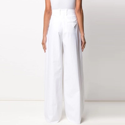 (Women) Bottega Veneta High-Waisted Wide-Leg Casual Pants White. 600982VKJ609122 Purchase (Women) Bottega Veneta High-Waisted Wide-Leg Casual Pants White. 600982VKJ609122