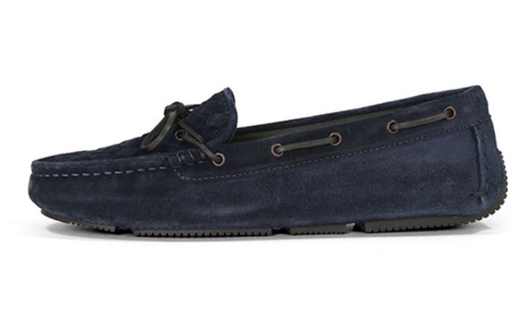 (Women) Bottega Veneta Intrecciato Lace-Up Flat 'Dark Blue' 283058VFCA14030