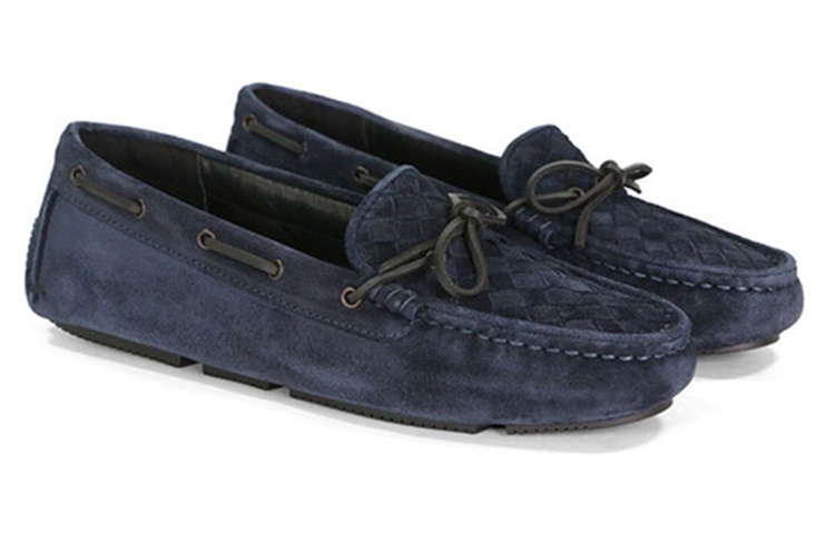 Order (Women) Bottega Veneta Intrecciato Lace-Up Flat 'Dark Blue' 283058VFCA14030