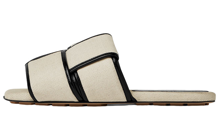 (W) Bottega Veneta Intreccio Canvas Flat Mule 'Grey Patchwork'